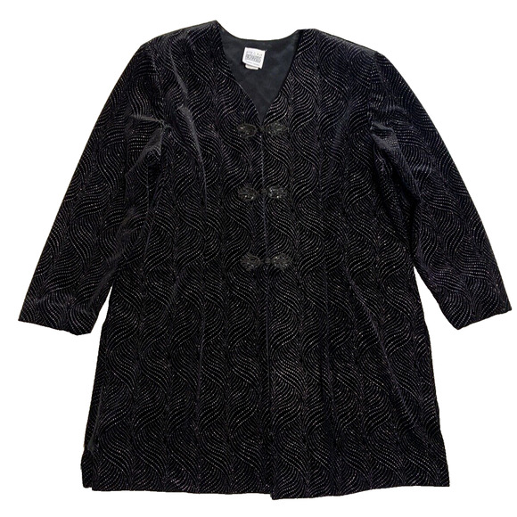 R&M RICHARDS Jacket Womens 18 BLACK SEQUINs Oriental Knots Long Formal Cardigan - Picture 3 of 11